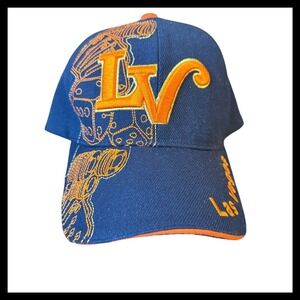 NWT Chelona Las Vegas LV Embroidered Blue Orange Baseball Cap Hat